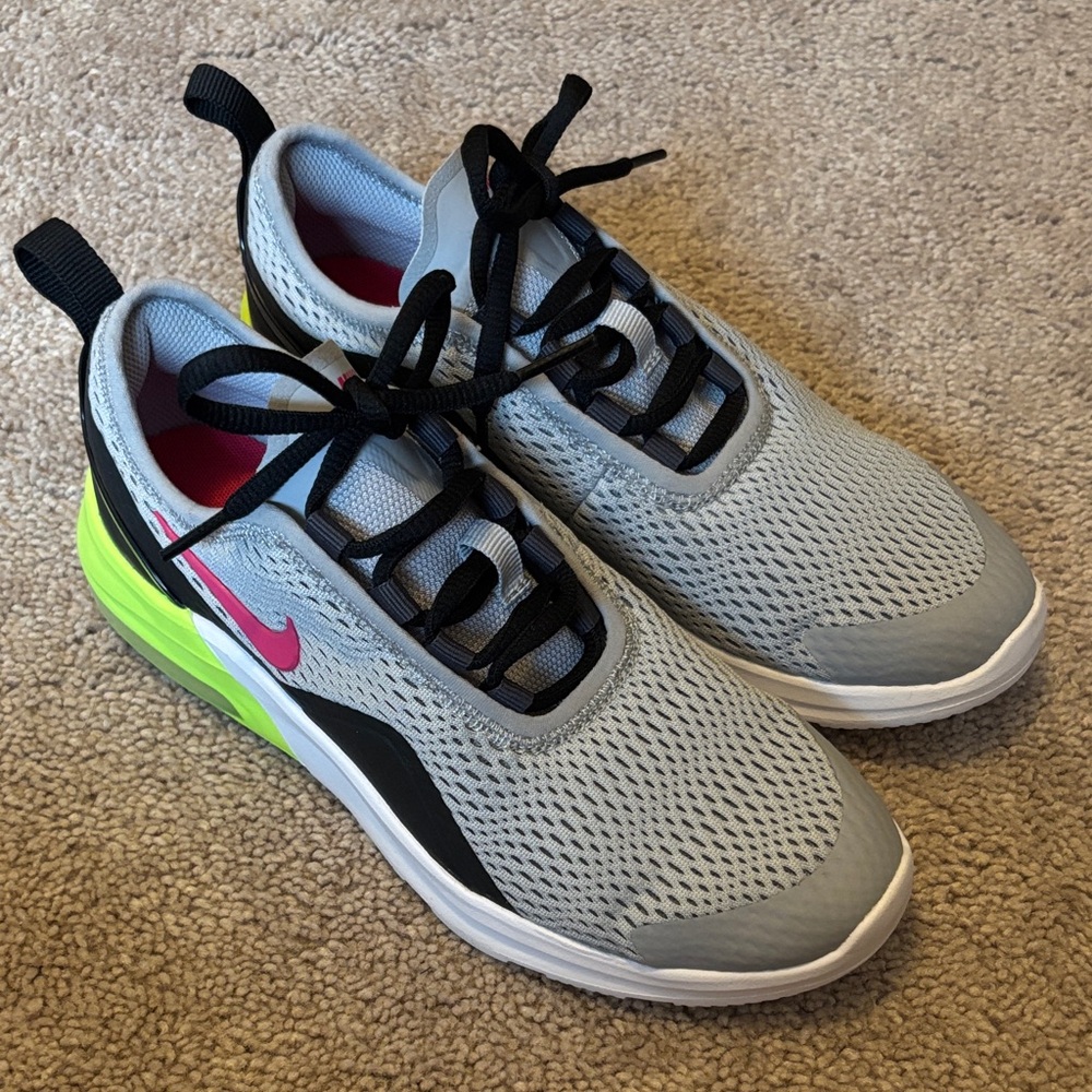 NEW Nike Kids youth 4 Gray and Pink Sneakers with Neon Accents